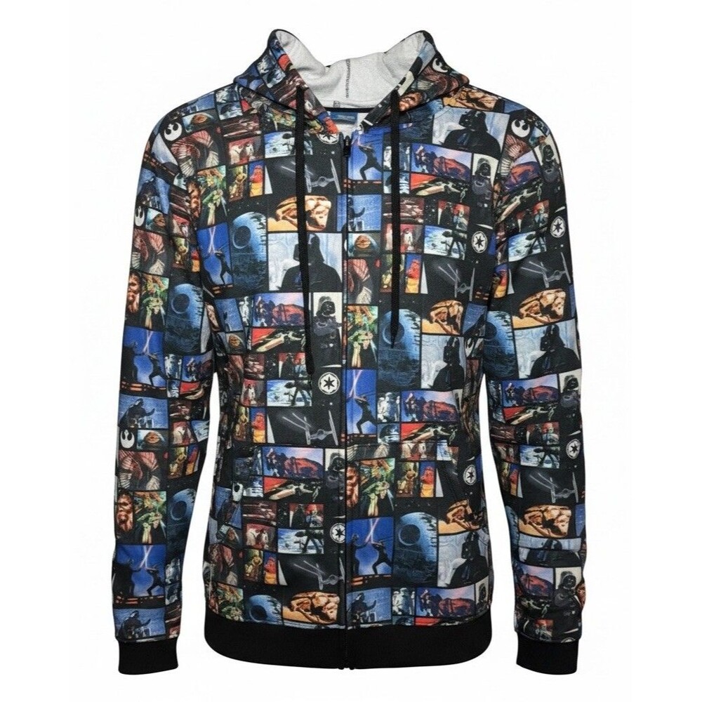 Star Wars AOP All Over Print Hoodie Sweatshirt Mens 2XL Galaxy of Characters